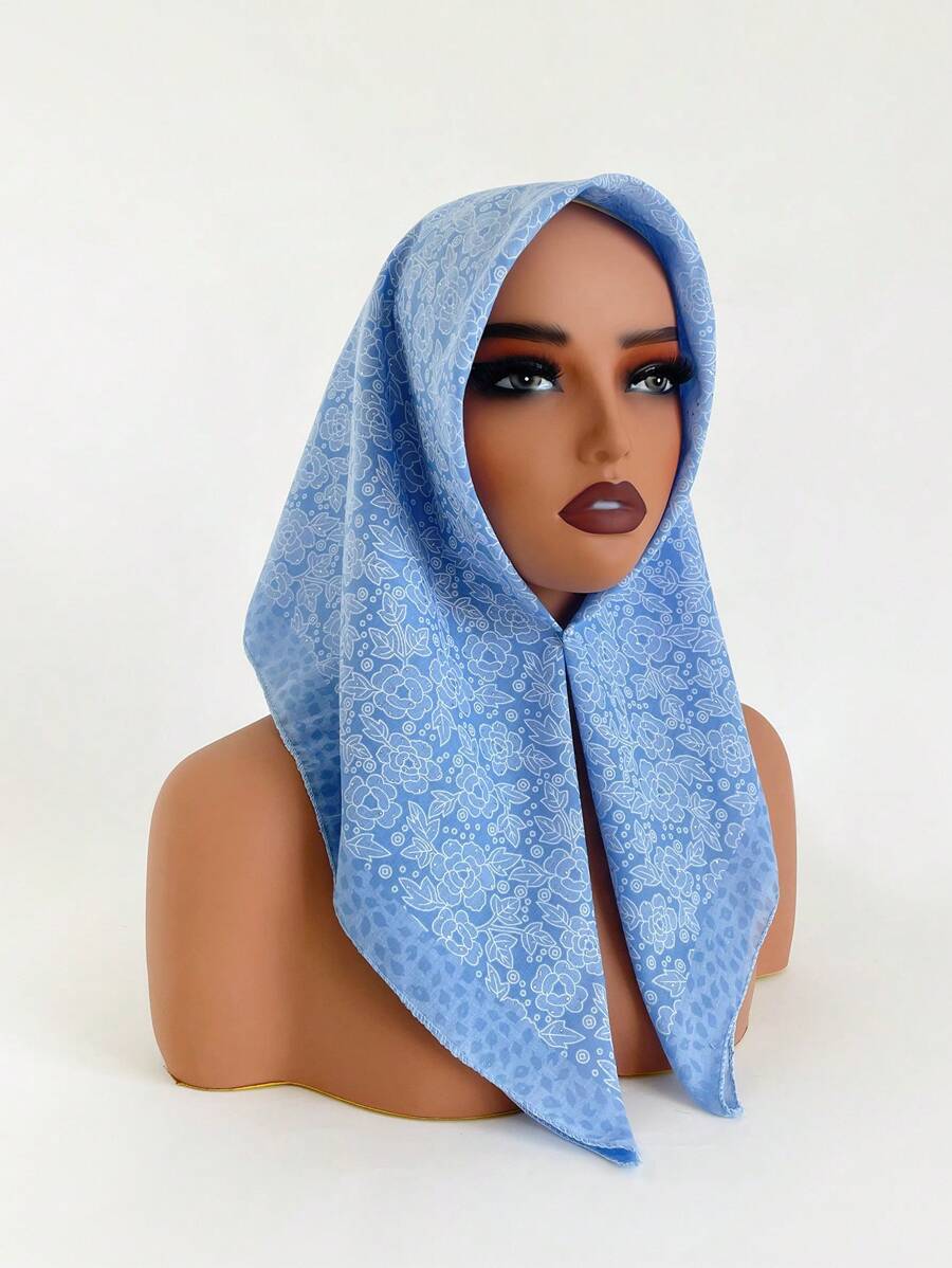 1 件女士花卉印花 70 厘米头巾，多功能头带、腰带、颈巾、时尚配饰、防晒