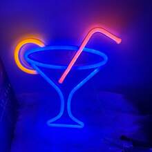 1pc Bestselling Neon Sign Cocktail Glass Room Decor Light, Battery Operated Or USB Powered, Cocktail Cup Size 9.13x8.46in/23x21.5cm, LED Decorative Lamp For Desk, Wall, Suitable For Girl's Dorm, Bedroom, Living Room, Bar, Camping, Proposal, Birthday, Party, Valentine's Day, Mother's Day, Halloween, Christmas Gifts