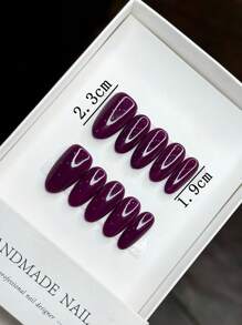 Almond-Shaped Minimalist Purple Solid Color Handmade Press-On Nails
