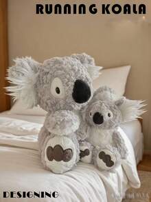 28厘米/11.02英寸 奔跑考拉毛绒玩具 可爱柔软 卡拉毛绒动物玩偶 儿童生日派对家居女孩房间装饰创意礼物 - 灰色 - 查看 4