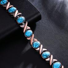 Fashionable And Minimalist Turquoise Magnet Bracelet With Antique Copper Brushed And Retro Creative Magnetic Bracelet Is Perfect For Daily Wear And Gift Giving - Brushed Bronze Horse Eye Bracelet - View 3