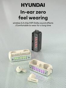 HYUNDAI Auriculares Bluetooth HYUNDIA HY-Y18, semi intrauriculares con cancelación de ruido ENC inteligente, sonido HIFI, micrófono sensible, llamadas de alta definición, baja latencia para música y juegos, deportes, batería de larga duración, luz ambiente colorida, auriculares inalámbricos cómodos