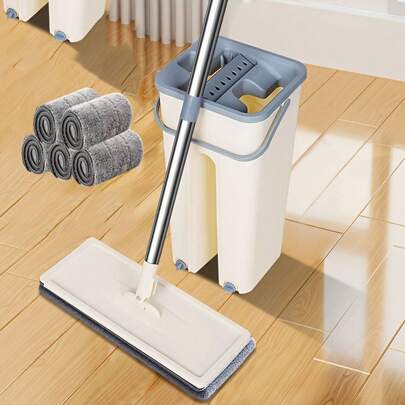 360 Rotating Mop With Bucket Squeeze Flat Mop Home Kitchen Floor Cleaner Hands-Free Flat Floor Mop And Bucket Set, Metal And Plastic, With Wringer, 2 Microfiber Pads, For Wet And Dry Cleaning, Compatible With All Floor Types And Windows Automatic Floor Cleaning Mops Floor Scrubber Tile Mop The Lazy Mop Is A Household Hand-Free One-Mop Cloth That Can Be Used For Both Dry And Wet Purposes With Water Set
