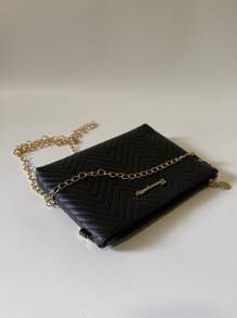 Bolso cruzado con cadena desmontable y patrón de onda en relieve, bolso de hombro minimalista de unicolor, elegante y de moda para mujer