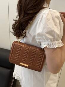 Bolso bandolera cuadrado de estilo coreano único con diseño de onda francesa arrugada y trigo, minimalista y elegante para ir a trabajar o de compras