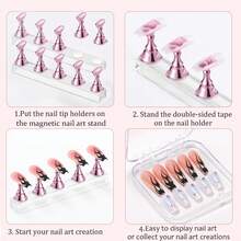 2 Sets Nail Holder Stand Press On Nail Display & Practice - Magnetic Wave Shape Nail Holder With Adjustable Angle & Non-Slip Base (Multiple Colors). Complete Starter Kit Includes Practice Nail Tips Acrylic, Gel Polish & Nail Art Training. Nail Beginners, Enthusiasts, Home Salon, Nail Tech Students & Content Creators. Nail Display, Manicure Practice, Salon Decoration, Nail Photography & Travel. Great Aspiring Nail Artists. Beginner Kit Essential ADCR - 金色 - 查看 9