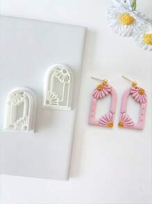 2pcs Daisy Flower Arch Cutout Polymer Clay Cutters Boho Polymer Clay Jewelry Making, Polymer Clay Stud Earring Making Tool, Clay Jewelry Making Kit