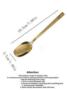 Set de 2 cucharas de acero inoxidable, cucharas de mango largo color dorado para uso doméstico, helado, restaurante, sopa, postre, cocina, regalo de Navidad - Dorado - Ver 4