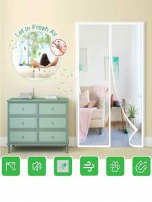 Tenda zanzariera per porta, tenda magnetica antizanzare, 1 tenda bianca antizanzare, tenda magnetica per porta a chiusura automatica, per tenere fuori gli insetti e godere di aria fresca - Sigillatura automatica, senza necessità di foratura, adatta per porte esterne, porte del balcone, porte del cortile, ecc.