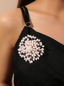 1枚优雅手工珍珠胸针，简约时尚翻领别针，西装配饰 - 彩色 - 查看 3