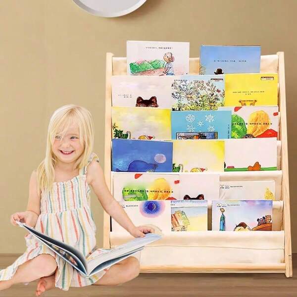 Étagères à livres pour enfants, modèles 5 et 7 - Étagères à livres haut de gamme spécialement conçues pour les chambres d'enfants, équipées de compartiments profonds, convenant aux salles de jeux, chambres d'enfants et chambres à coucher - Étagères à livres à coins arrondis pour tout-petits avec compartiments profonds, organisateurs d'étagères pour chambres d'enfants - En bois naturel.