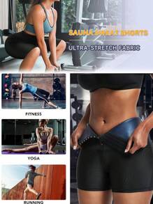 1 Short de neopreno de unicolor para sauna, conjunto de mujer, leggings de ejercicio con control de calor y cintura alta, dispositivo de compresión y modelado, cinturón de control del muslo y abdomen, adecuado para entrenamiento, deportes en casa y caminata