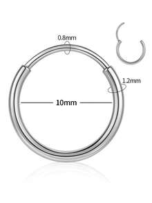 1 件不锈钢氧化锆环状耳屏软骨密镶方晶锆石耳软骨穿孔耳环海螺耳轮穿孔身体饰品 - 如圖 - 查看 9