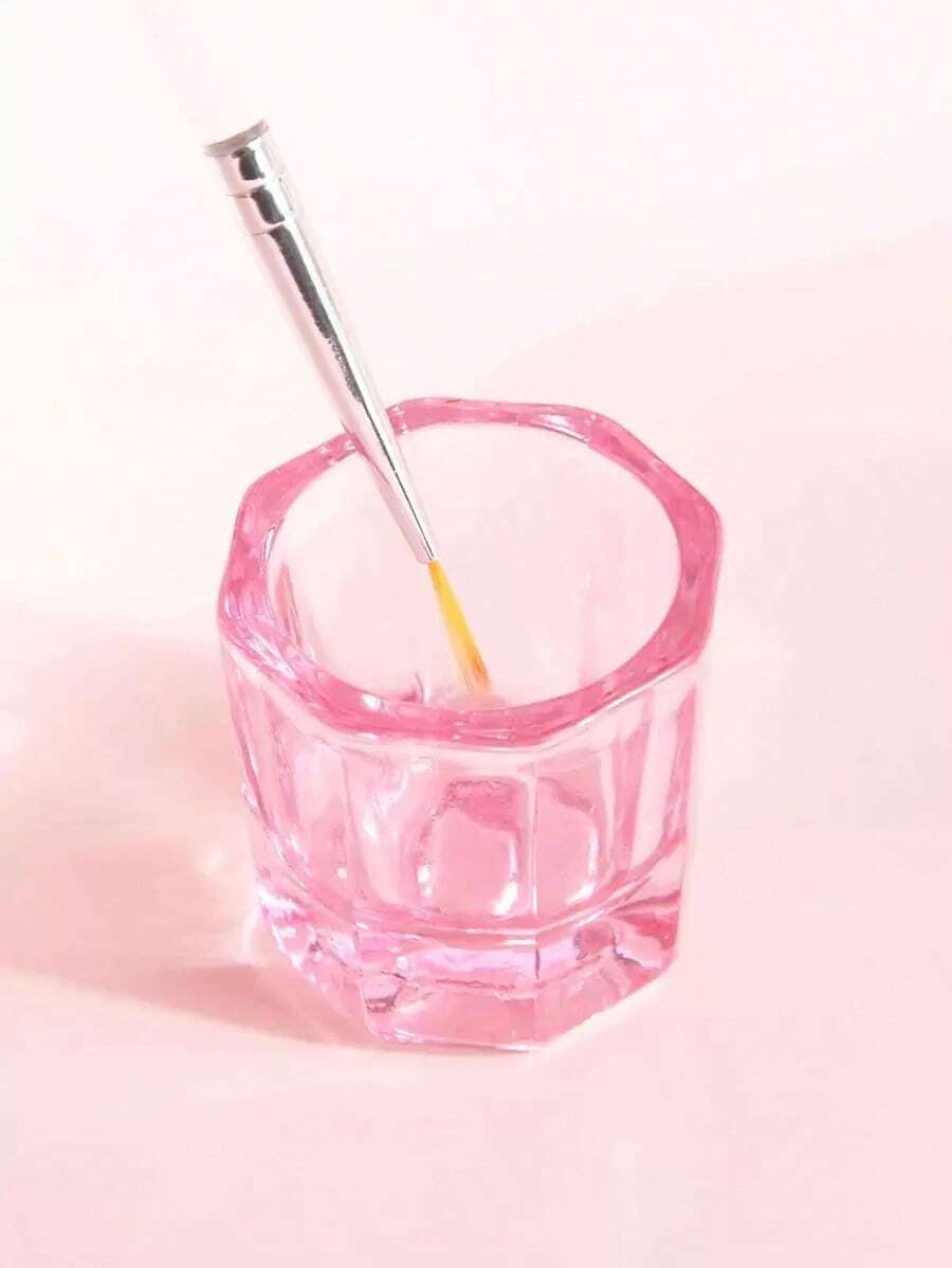 Klimonla 1pc Glass Cup, Nail Art Acrylic Powder Nail Art Cups Bowl Glassware Tools, Pink,Nail Supplies,Nail Tools,Nail Art Tools,Back To School,Nails,Nail Tools Press On Nails - 粉紅色 2 - 查看 1