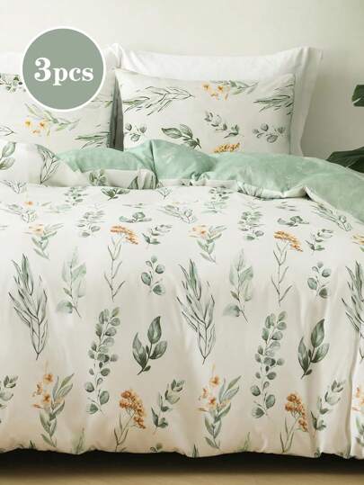 Conjunto de capa de edredom floral 3 peças, roupa de cama, capa de edredom supermacia e suave para a pele, capa de edredom lavada, conjunto de edredom com estampa floral e fronha, núcleo de edredom não incluído, serve para camas de solteiro, king size, queen size, todos os tamanhos, adequado para todas as estações, decoração de casa, presentes de cama, lavável à máquina, twin, full, queen, king size
