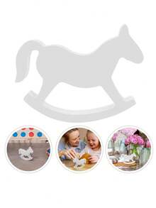 1 pieza Decoración de caballo de madera de dibujos animados para guardería, mini decoración de escritorio para dormitorio de bebé - Multicolor - Ver 3