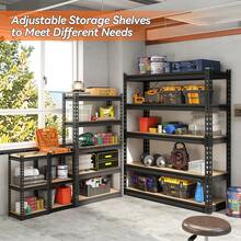 KNERS [3/5 Tier Metal Rack] Heavy Duty 3/5 Tier Metal Storage Rack | 500/2000 Lb Adjustable Shelving Unit With Easy 10-Min Assembly | Floor-Standing Design For Kitchen, Garage, Basement (29.5"X15.7"X15.7", 60"X28"X12", 72"X35.5"X15.8", 72"X45.3"X19.7") - màu đen - Xem 5