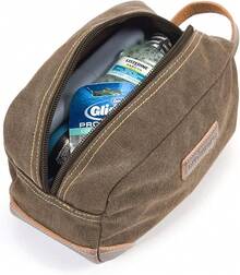 Men's Toiletry Bag, Leather And Canvas Travel Toiletry Bag, Dopp Kit For Men, Travel Bathroom Bag Men's Shaving Kit, Travel Kit Small Bags For Men, Shaving Bag For Travel Accessories (Coffee) - Coffee Brown - View 5