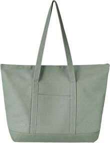 Bolsa de lona con bolsillo externo, bolsa de lona extra grande, bolsas de compras resistentes, bolsa de fin de semana - Blanco y negro - Ver 15