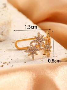 1 pieza Pendiente tipo ear cuff de circonita cúbica con diseño de copo de nieve elegante y sencillo, adecuado para uso diario, reuniones, fiestas y vacaciones