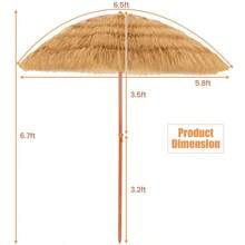 Costway 6.5 FT Thatched Beach Umbrella Tilt Tiki Hawaiian Patio Portable - 如圖 - 查看 2