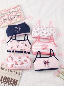 Chatreadl 6pcs Girls' Underwear Set, Bowknot Series, Skin-Friendly & Comfortable, All Seasons - Multicolor - View 1