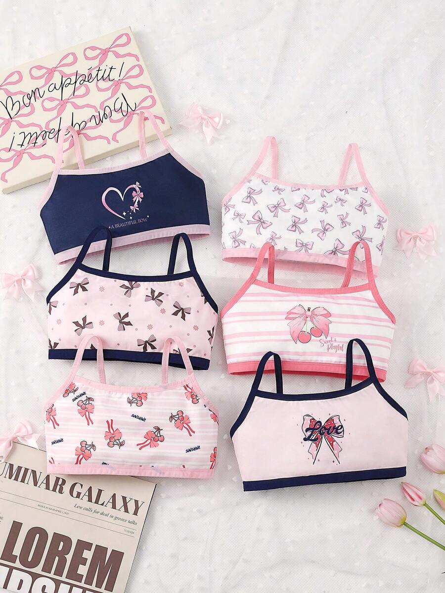Chatreadl 6pcs Girls' Underwear Set, Bowknot Series, Skin-Friendly & Comfortable, All Seasons - Multicolor - View 1