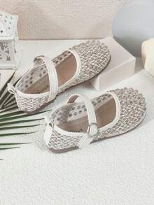 1 Paar Mädchen Gold Ballerinas mit Klettverschluss, komfortable & vielseitige Alltagsballerinas - Gold - Übersicht 2