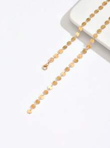 1pc Fashionable Sexy Fringe & Metallic Sequin Y-Necklace, Minimalist Single Layer Round Pendant Long Gold Necklace, Suitable For Women To Wear At Rave, Party, Events