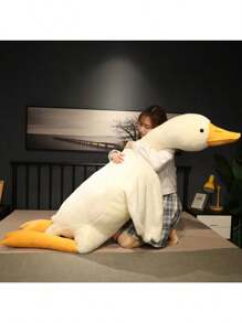 Creative Big White Goose Plush Toy Throw Pillow Cute Lying Posture Goose Waist Office Nap Pillow Valentine's Day Gift Home Decoration Plush Doll Children Comfort Dolls For Boyfriend And Girlfriend New Year Holiday Gift Can Clamp Legs Sleeping Long Throw Pillow