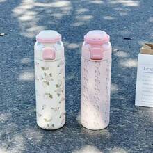 2025 New High-Value Girls' Thermal Cup, 700ml With Straw Is Particularly Beautiful A05 - hoa hồng hoa hồng - Xem 3