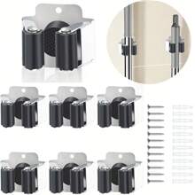 2/4/6/8//12 Pcs Broom And Mop Holder, Broom Holder Wall Mount, Heavy Duty Garden Tool Organizer Rack Rake And Shovel Handle, Stainless Steel Mop Hanger. Wall Mounted Utility Rack With Screws