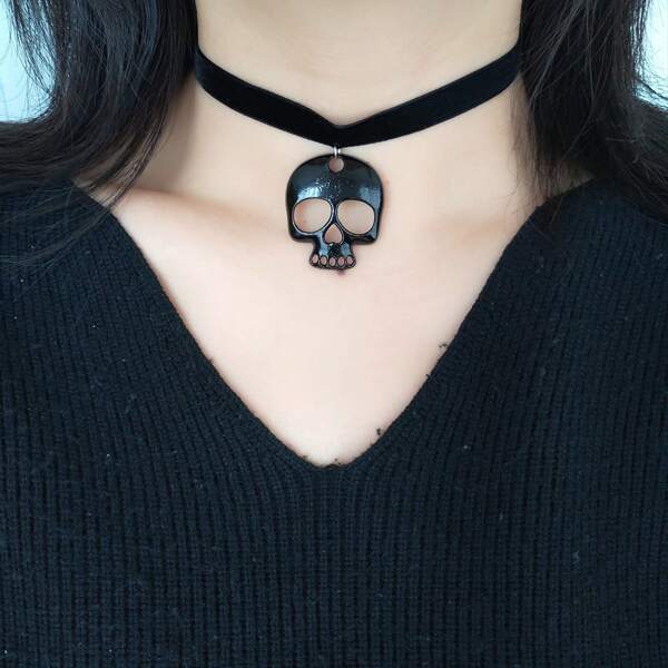 1 Peça Colar Gargantilha Pingente de Lua Crescente de Veludo Estilo Gótico Minimalista em Acrílico, Acessório Decorativo Feminino