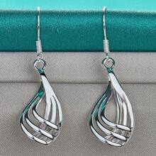 925 Sterling Silver Earrings Fashion Jewelry Elegant Woman Charm Twist Wavy Line Drop Earrings Trendsetter Christmas Gifts