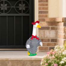 Porch Goose Artist Costume 3 Pcs Set French Look Beret Hat And Stripe T-Shirt And Red Scarf Lawn Patio Decoration - 彩色 - 查看 5