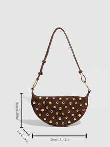 时尚蒸汽朋克风格蘑菇铆钉女士单肩包 - 咖啡 - 查看 6