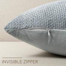 1pc Chenille Neutral Decorative Pillow Case, Soft Woven Textured Luxury Cushion Cover For Bed, Living Room And Sofa - Blue - View 4