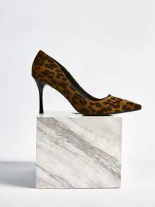 女士时尚亮橙色闪光尖头低跟高跟鞋，性感夜店风，8.5厘米，圣诞冬季圣诞礼物 - 彩色 - 查看 2