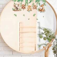1 Set Jungle Animal Swing Wall Stickers, Lion, Elephant, Giraffe, Tropical Leaves Pattern, Suitable For Bathroom, Game Room, Bedroom And Other Home Decor - Multicolor - View 9
