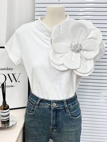 1 件女士手工串珠独特设计花卉胸针，奢华 3D 花朵翻领别针，时尚黑/白/红/粉色正式发夹，适合派对、舞台表演、主持人服装学校办公室配饰衬衫夹克珠宝圣诞节万圣节衣服别针有趣可爱的教师礼物 - 胸針 - 查看 5