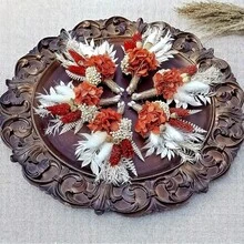 6支波西米亚风人造花束，波西米亚风格秋季婚礼花束，新娘伴娘花束，乡村家居装饰中心摆件，圣诞装饰，家居圣诞礼物，圣诞装饰 - 彩色 - 查看 4