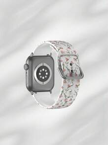 1pc Cute Blue Flower Soft Elastic Breathable Comfortable Replacement Wristband For Apple Watch Band 38mm 40mm 41mm 45mm 44mm 42mm 49mm, Fashion Casual Multi-Color Silicone Strap Compatible With Apple Watch Ultra Series, S10/SE/9/8/7/6/5/4/3/2/1 Smartwatch Accessories