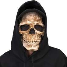 1pc Horror Skull Mask, Realistic Skeleton Mask Headwear, Trick Or Treat Decoration Mask, Movable Jaw Skeleton Mask Costume - Multicolor - View 2
