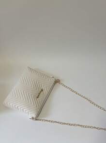 Bolso bandolera para teléfono con cadena desmontable con efecto ondulado en relieve, bolso de hombro de color liso y minimalista, bolso de mano elegante y de moda para mujer
