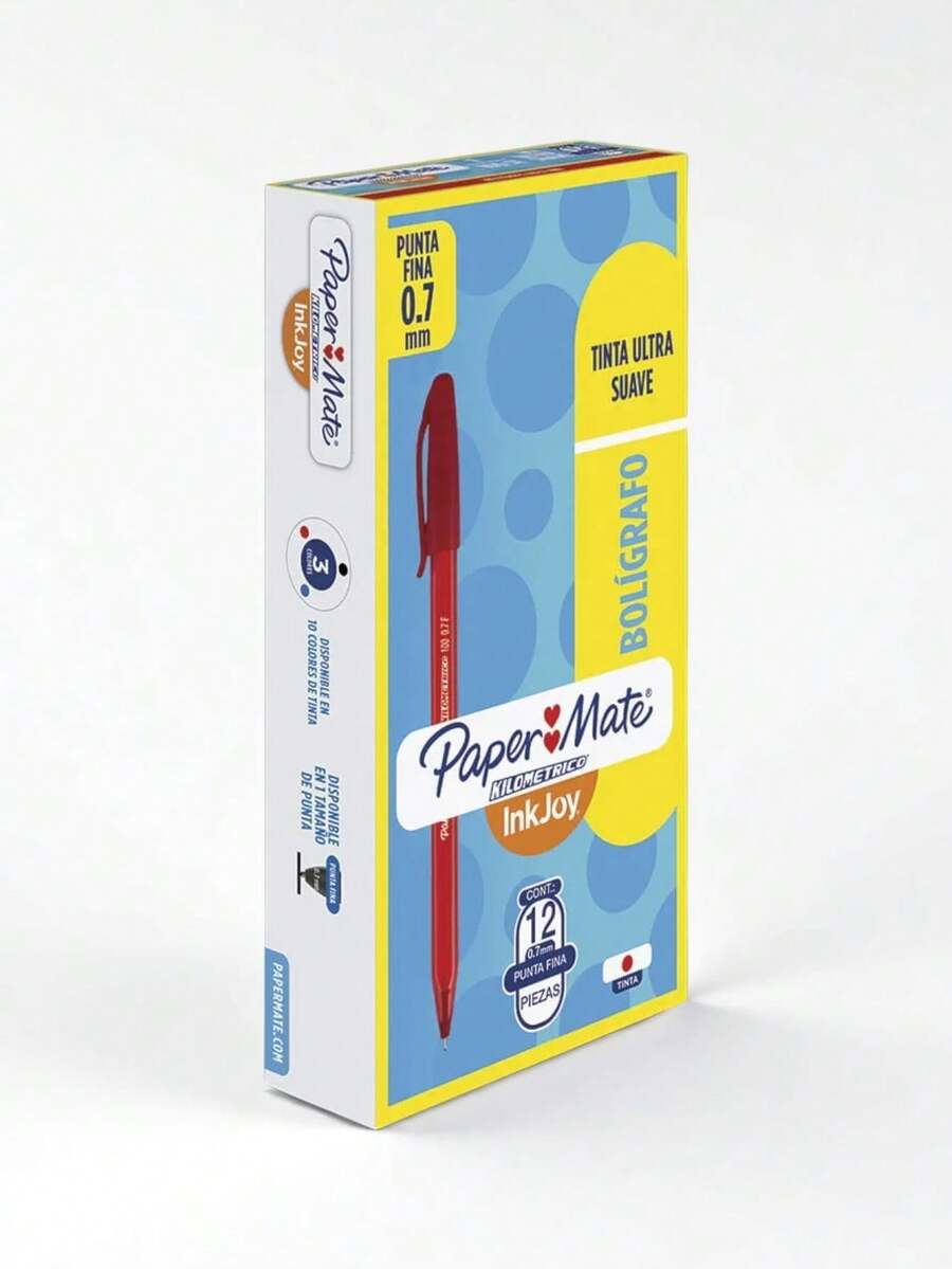 Paper Mate 12 Fine Point Stick Pens Black Box With 12 Pieces Kilometric - Red - View 1