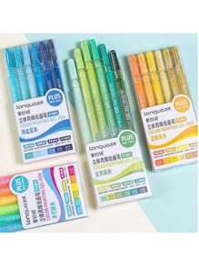Set da 6 penne gel per calligrafia Languo da 1,0 mm con effetto 3D, punta grossa, per scrivere, disegnare, dipingere e utilizzare come evidenziatori, 42 o 54 colori, forniture scolastiche, per il ritorno a scuola