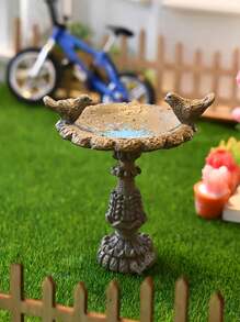 1 件欧式迷你仙境喷泉带鸟树脂收藏摆件，适用于室内外装饰、家居小雕像、盆栽景观配件微型花园装饰摆件 - 彩色 - 查看 3