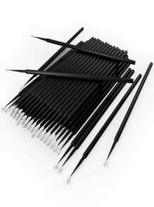 200 Black Makeup Brushes Set, 50 Black Eye Black Brushes, 100 Mini Makeup Brushes, 50 Lipstick Applicators, With Eyelash Extension Lipstick Management Box, Including 1 Plastic Storage Box, Eye Eye Black Stick, Mini Cleaning Brush, Lipstick Lip Applicator, Soft Brush Head, Necessary Tools For Makeup Brushes