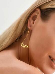1pc Dainty Name Earrings , Custom Name Jewelry , Gold Earrings , Personalised Earrings , Contains Exquisite Gift Boxes As Valentine's Day, Holiday Gifts, Mother's Day Gifts, And Love Gifts.