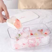 Sanrio 4PCS Sanrio Hello Kitty Covered Silicone Ice Tray - Cute Cartoon Cat And Bow Shaped, Flexible DIY Ice Mold, Suitable For Fun And Creative Snacks, Pink Ice Cubes, Suitable For Festivals And Special Occasions